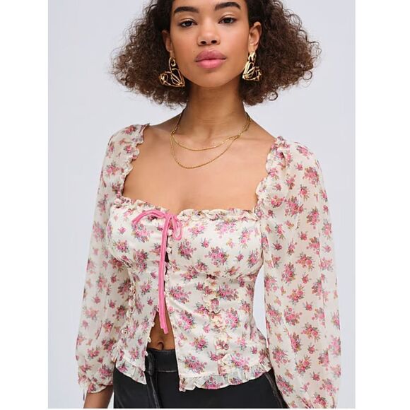 For Love & Lemons Etienne Floral Top Size Large - Picture 1 of 10